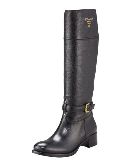 prada tall logo riding boot|Prada snakeskin boots.